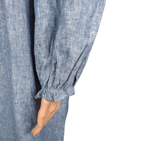 Milly LAKE Blue Chambray Denim Linen One Shoulder Shift Midi Dress SZ S - Picture 7 of 11